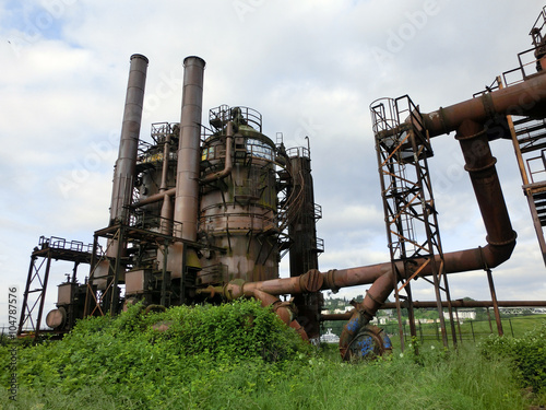 Seattle, Washington Gasworks park industrial metal structure - landscape color photo