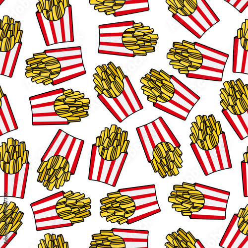 Fast food french fries seamless pattern