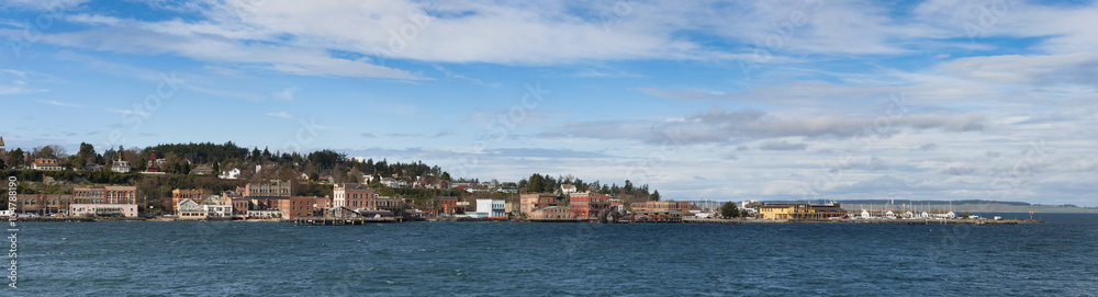 Port Townsend Panorama. The historic port city of Port Townsend, Washington, is littered with beautiful Victorian homes with widow walks and brightly colored paint jobs. 