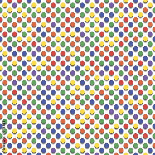 Colored circles with shadow. Seamless pattern