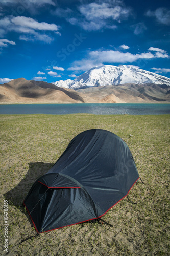 Tent at Kara Kul lake