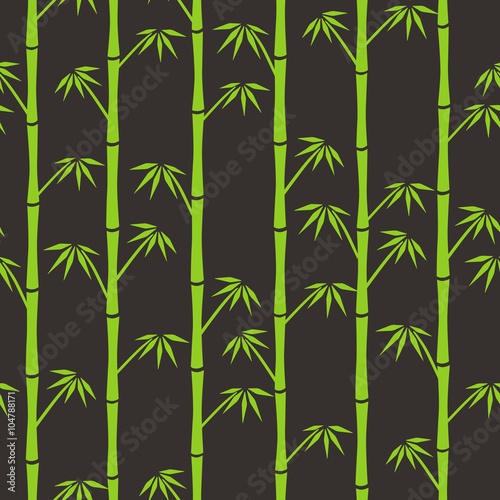 Green silhouettes of bamboo on brown background