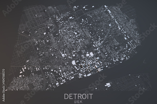 Cartina Detroit, vista satellitare, Stati Uniti