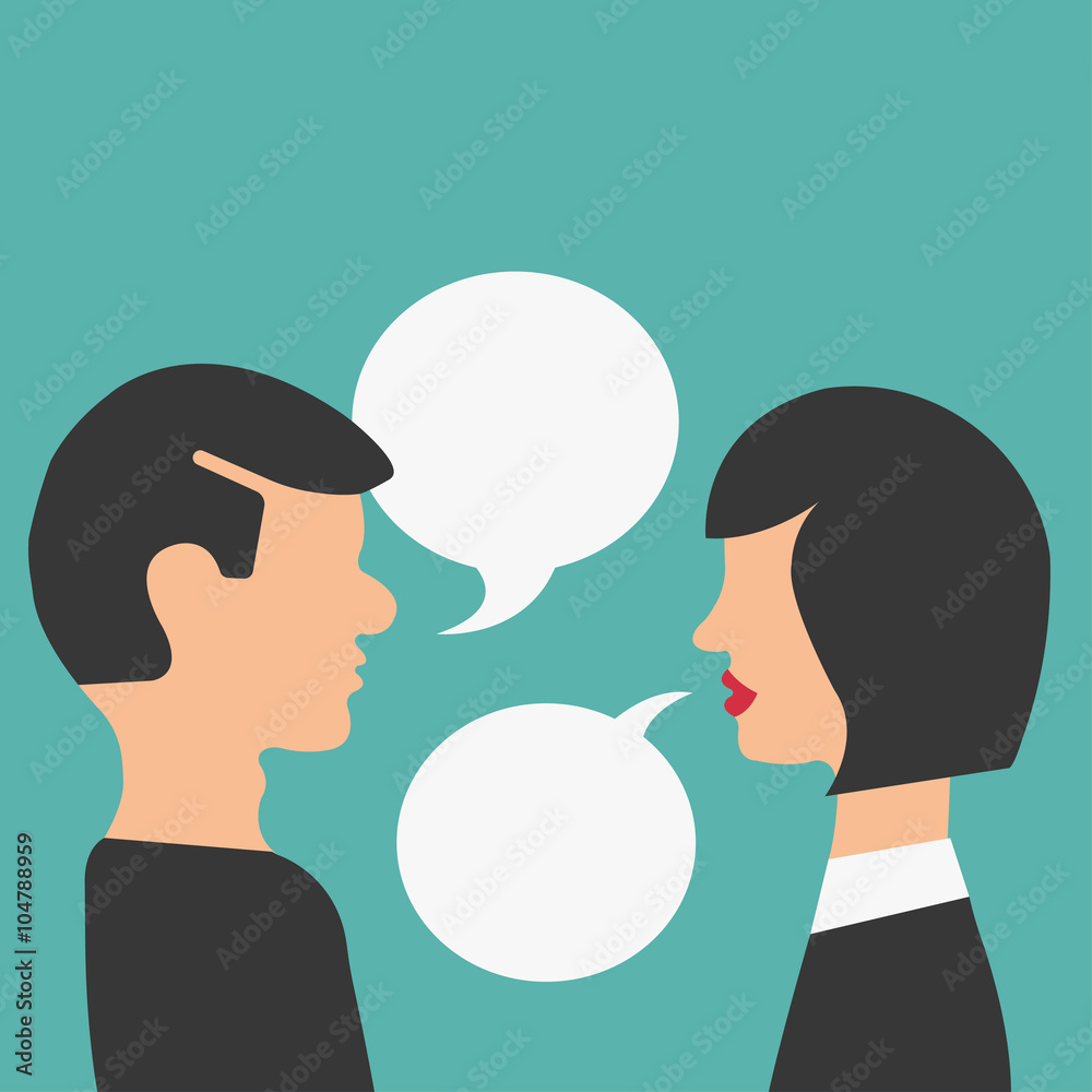 Fototapeta premium Couple love dialogue. Man and woman talking. Communication