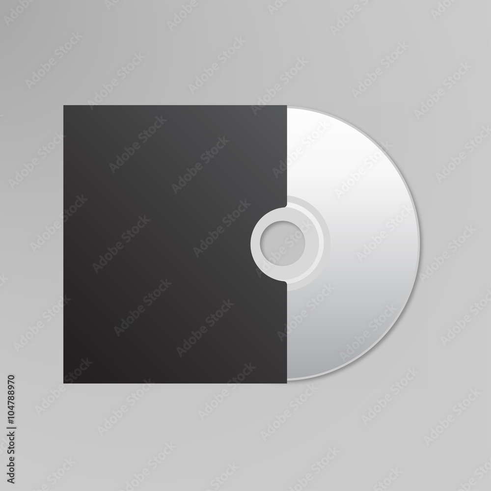 Blank compact disk with cover mock up template. Vector illustration