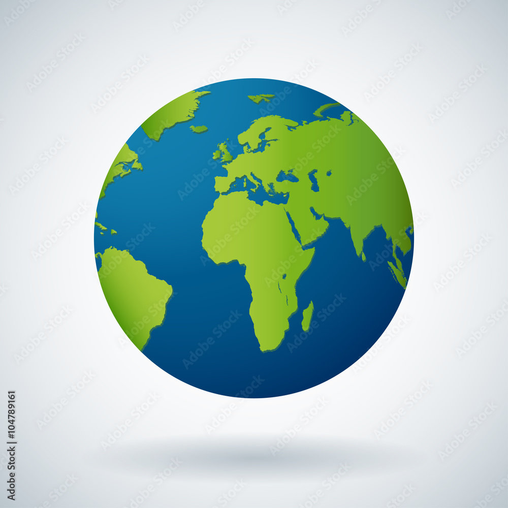 Vector globe icon of the world.