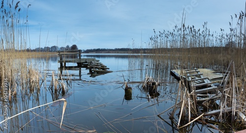 Early springtime lake landscape