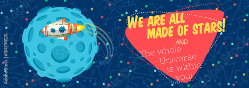Vector illustration in flat style about outer space.