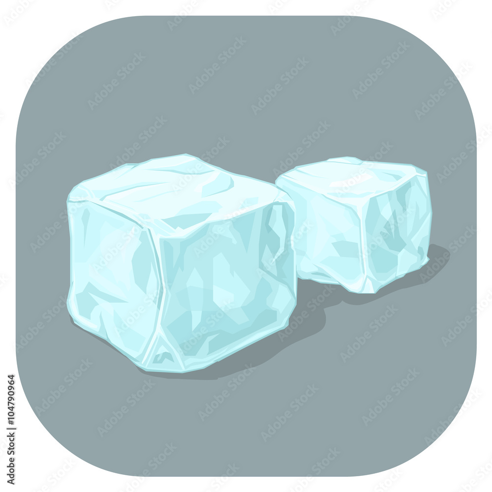 Naklejka premium A vector illustration icon of Blue Ice cubes. Frozen water cubes of ice. Flat icon for cooling drinks concept.