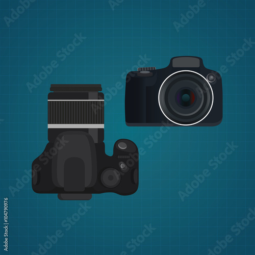 camera slr dslr vector illustration from front and top view