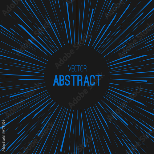 Comic Radial Speed Lines. Graphic Explosion. Traveling In Space Concept. Warp Stars. Explosion. Ray Galaxy. Abstract Background. Vector Illustration.