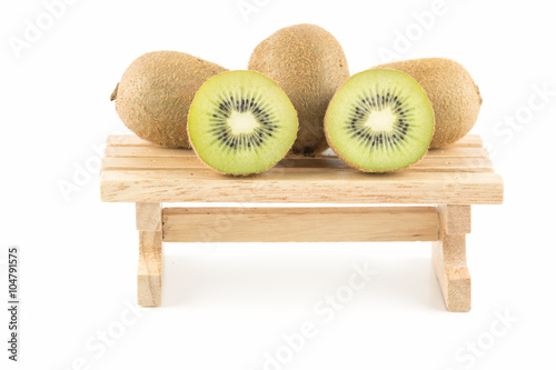 kiwi on wooden white background