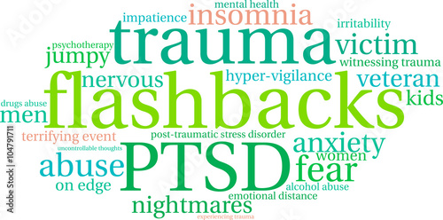 Flashbacks Word Cloud on a white background.