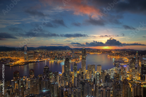 Hong Kong City Sunrise at Victoria park
