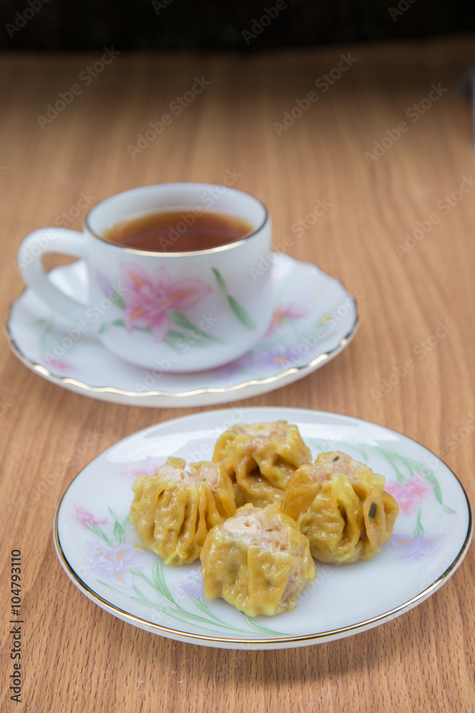 Tim sum or Dim sum.(Steamed pork dumpling) a very good taste and Tim sum or Dim sum.(Steamed pork dumpling) a very good taste and