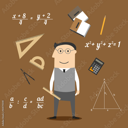 Mathematician or teacher and education icons