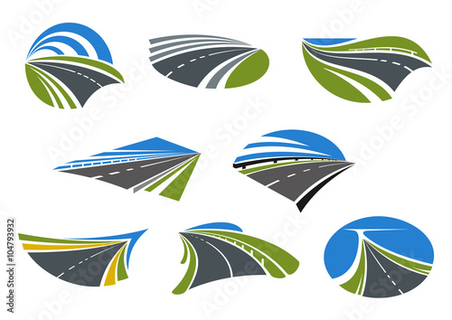 Roads and speed highways icons