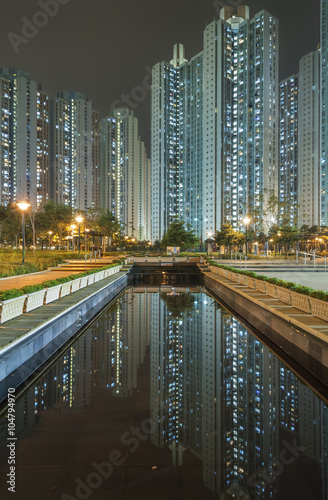 public estate in Hong Kong at night © leeyiutung