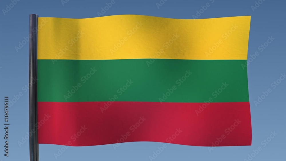 Looping flag of Lithuania with a background of clear blue sky. Looping flag of Lithuania with a background of clear blue sky.