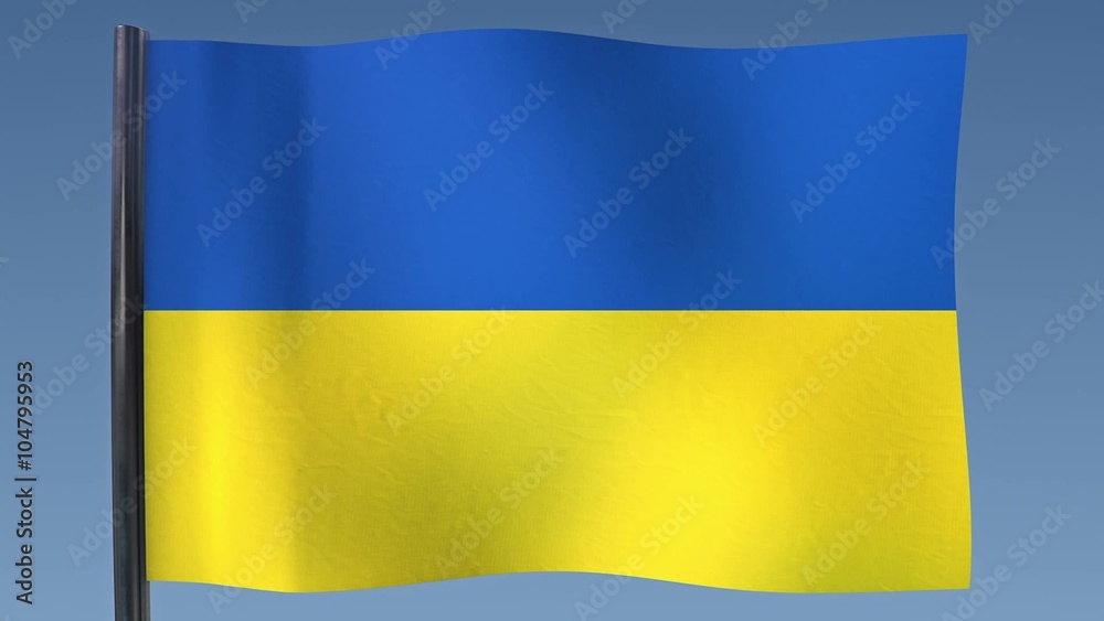 Looping flag of Ukraine with a background of clear blue sky. Looping flag of Ukraine with a background of clear blue sky.