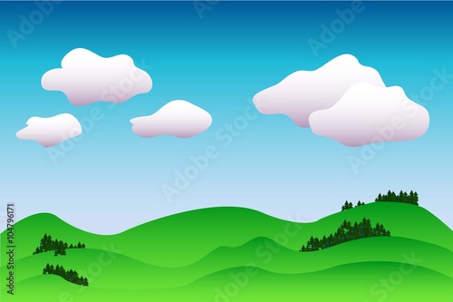 Peaceful idyllic neutral landscape vector background