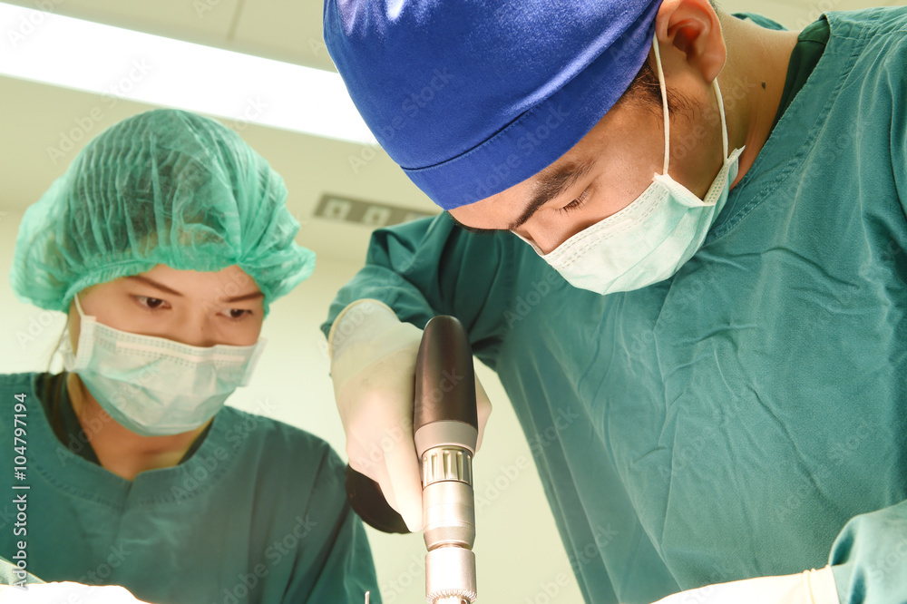 two veterinarian surgeons in operating room two veterinarian surgeons in operating room