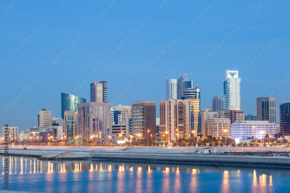 Manama skyline at night, Bahrain StockFoto Adobe Stock