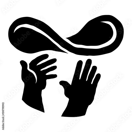 Hands throwing pizza dough in the air