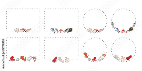 食品分類フレーム　肉類　魚介類