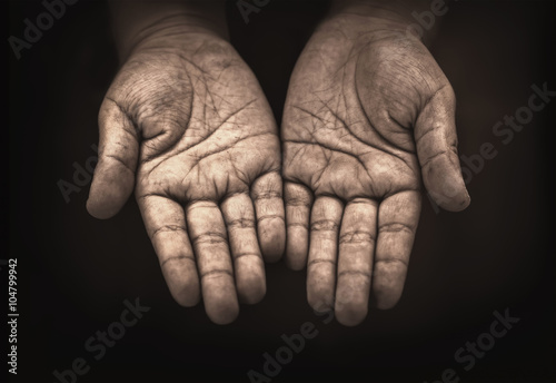 hand of child beggar