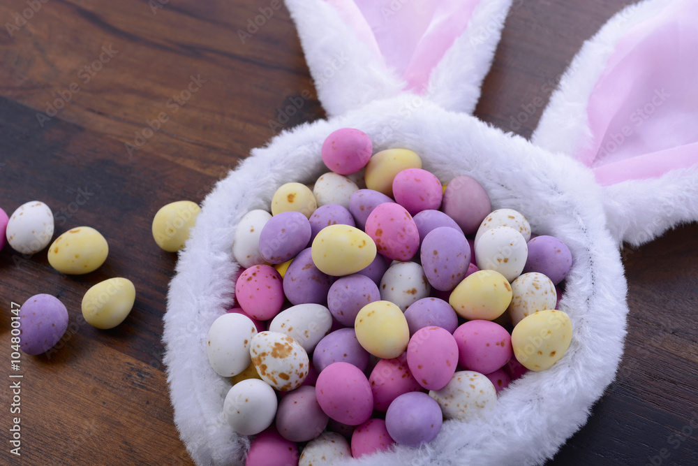 Easter bunny ears with candy eggs Easter bunny ears with candy eggs
