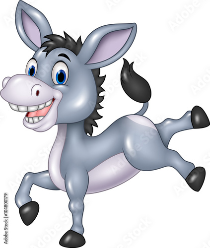 Cartoon happy donkey isolated on white background