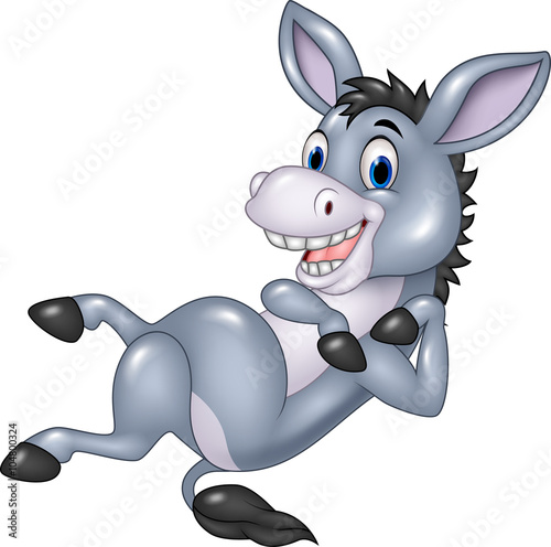 Cartoon happy donkey isolated on white background
