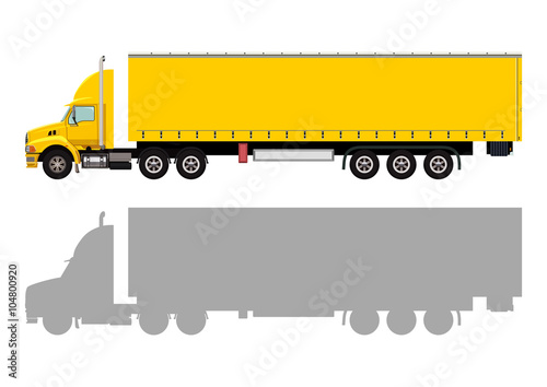 Yellow truck with a trailer