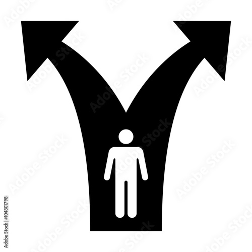 A fork in the road / branching paths flat icon for apps and websites