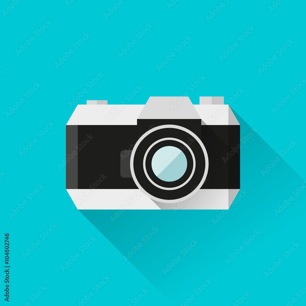 Vector eps10 illustration reflex film camera icon in flat style with long shadows Vector eps10 illustration reflex film camera icon in flat style with long shadows