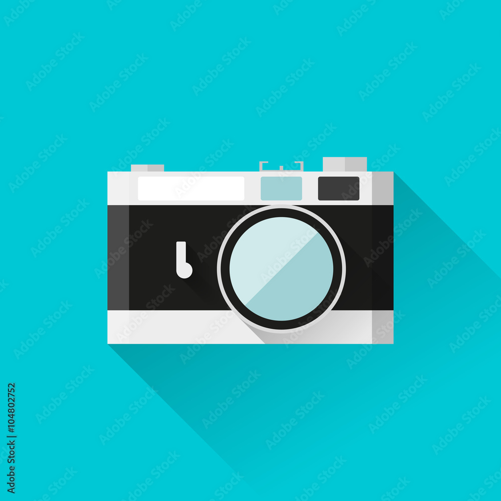 Vector eps10 illustration rangefinder film camera icon in flat style with long shadows Vector eps10 illustration rangefinder film camera icon in flat style with long shadows