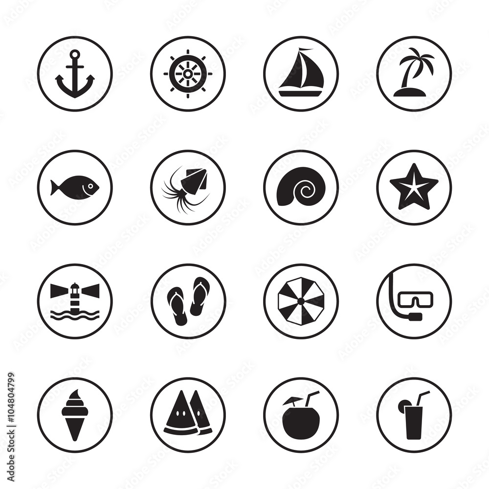 black flat summer icon set with circle frame for web design, user interface (UI), infographic and mobile application (apps) black flat summer icon set with circle frame for web design, user interface (UI), infographic and mobile application (apps)