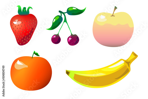 Fototapeta Naklejka Na Ścianę i Meble -  Colorful fruits vector clipart 