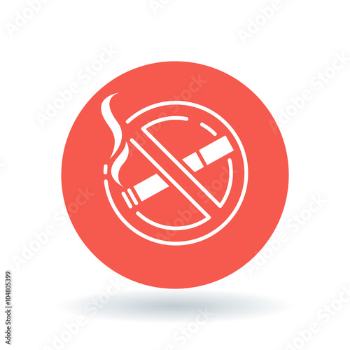 No smoking zone icon. Non smoking area sign. Smoking prohibited symbol. White non-smoking icon on red circle background. Vector illustration.