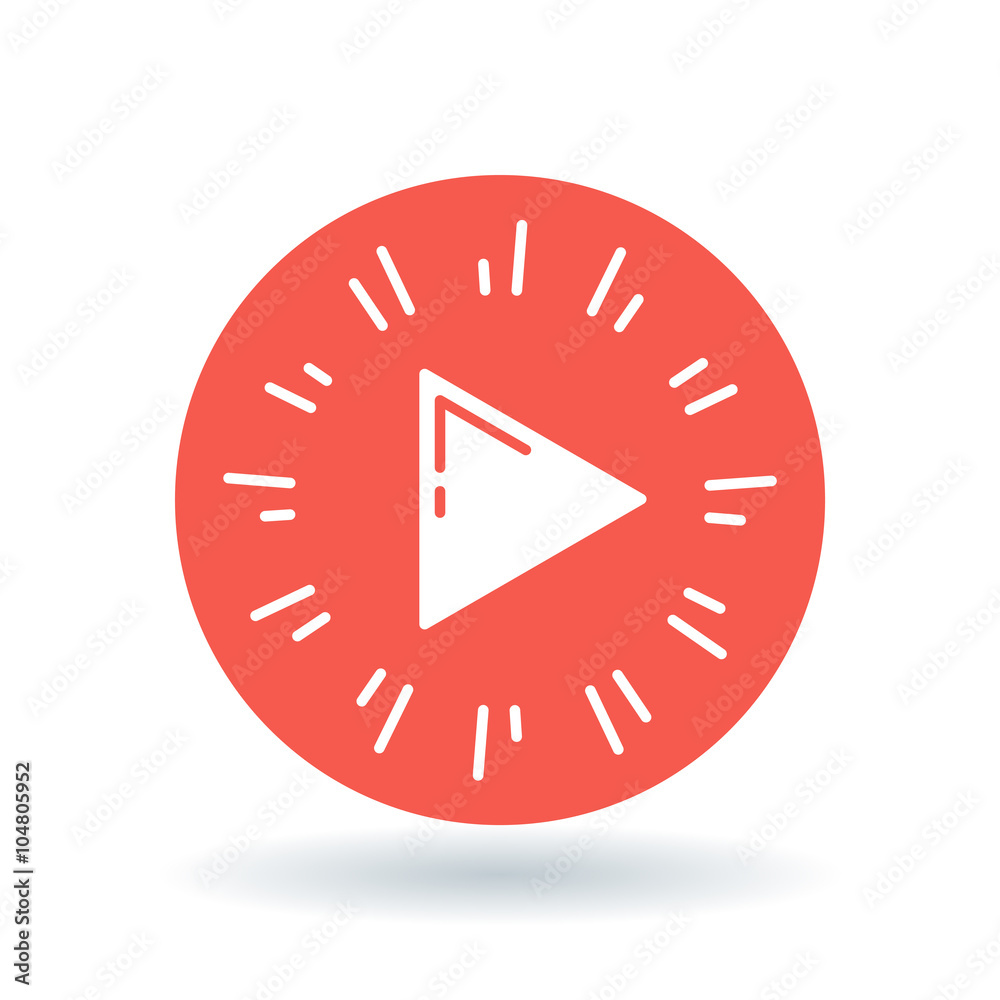 Laptop play media icon. Notebook play media sign. Laptop media player symbol. White laptop video icon on red circle background. Vector illustration. Laptop play media icon. Notebook play media sign. Laptop media player symbol. White laptop video icon on red circle background. Vector illustration.