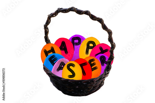 Easter egg basket on isolated background