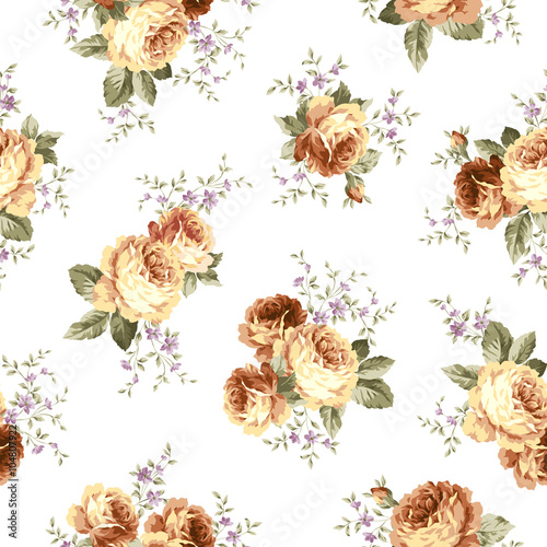ロココ調の薔薇のシームレスパターン