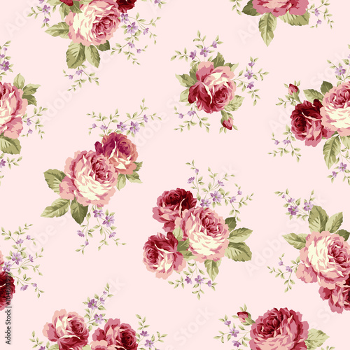 ロココ調の薔薇のシームレスパターン