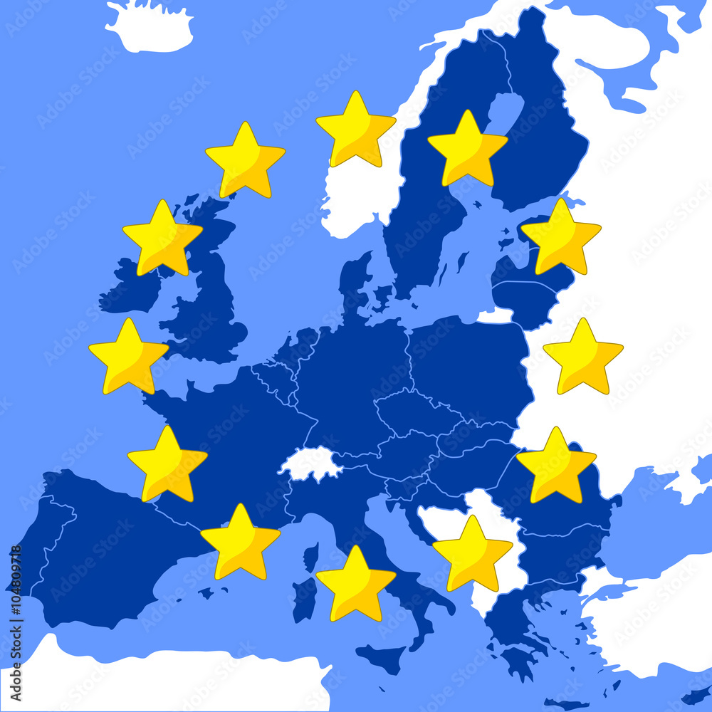 Map of the European Union stylized as a flag. Map of the European Union stylized as a flag.