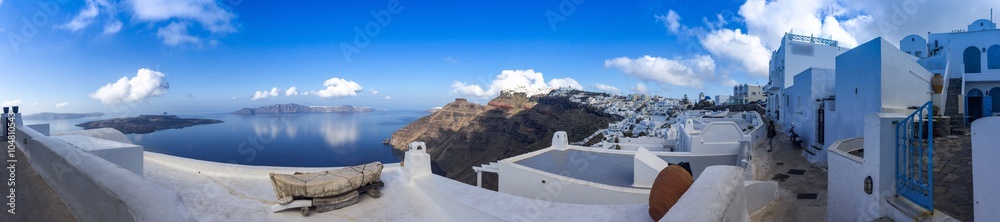 Obraz premium Panorama à Fira à Santorin, les Cyclades en Grèce