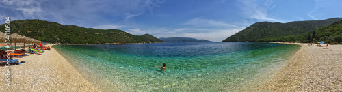 Panoramic view of Antisamos Beach in Greece