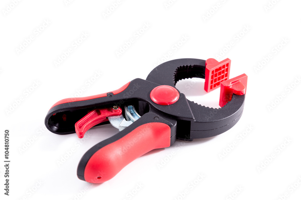 Obraz premium plastic clamp isolated on white background