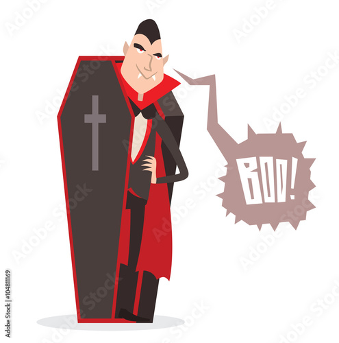Cartoon Dracula Halloween vector illustration. Funny character