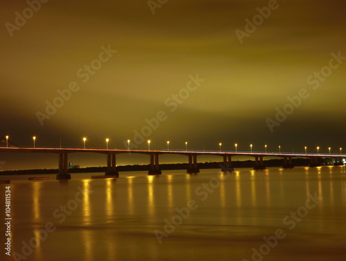 bridge over parana river in the night